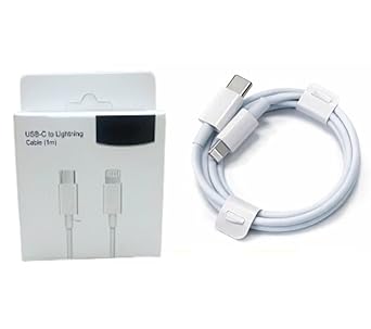 Type C to Lightning Cable compatible with iPhone, 60W Fast Charging Data Cable, White, 1 Meter