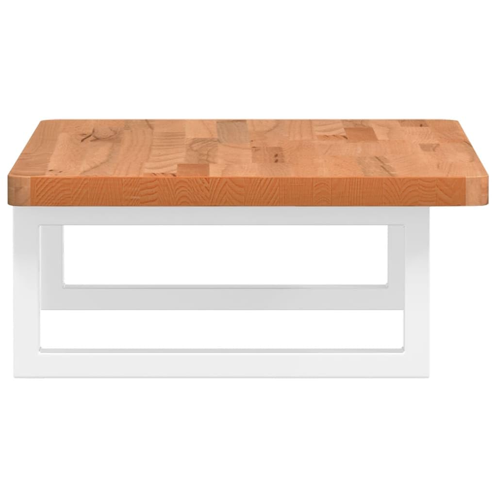Tapa de lavabo de 60 x 40 cm con soporte blanco, estantería para lavabo de pared de madera maciza de haya lacada y acero, consola para lavabo superior para baño