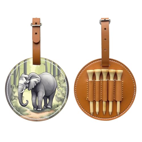 Walking Elephant Brown Printed Golf tee Storage Bag - Portable Design, Easy to Organize tee