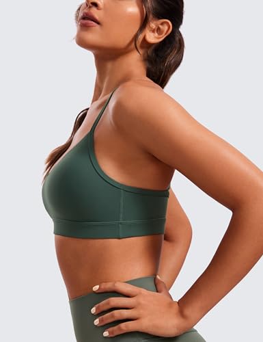 Image of CRZ YOGA Butterluxe V Neck Sports Bras | Light Support, Removable Pads, Yoga, Extremely Soft, Square Back, Adjustable Spaghetti Straps, for Women