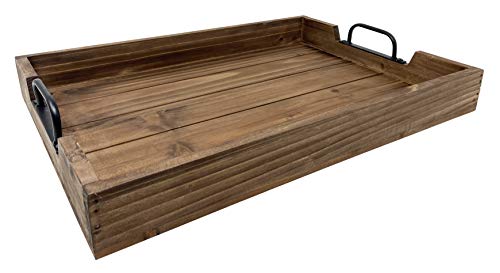 3 Piece Decorative Nested Vintage Wood Serving Tray Set For Coffee Table Or Ottoman – Rustic Wooden Breakfast Trays For Kitchen, Dining Room, Or Living Room – Farmhouse Platter W/Handles – Brown #TOP4