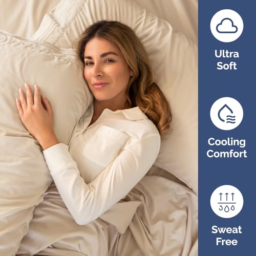 Image of Split California King Bed Sheet Set - 5 Piece Split Cal King Sheets - Wheat | Ultra-Soft, Breathable & Cooling - Comfy, Wrinkle & Fade Resistant - Fits 8 inch to 16 inch Inch Mattress with Deep Pockets