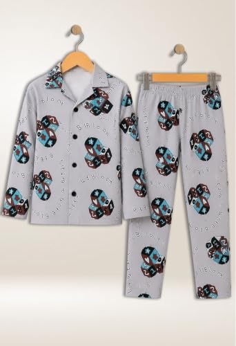 Image of 3BROS Kid's Pure Cotton Full Sleeves Night Suit /Dress for Boys /Girls Full Pajama & Top Sleep Suit Combo Set