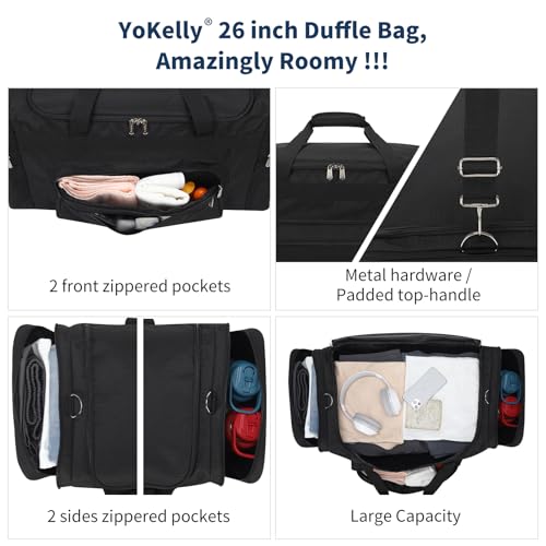 75L Large Duffle Bag for Men - 26 inch Duffel Bag Heavy Duty for Weekend Travel Sport Camping - Black2