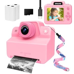 Kids Camera Instant Print Photos, Instant Print Camera for Kids Instant Camera Print Pictures Instantly, Toy Camera Instant Print Toddler Camera for Girls Boys 3 4 5 6 7 8 9 10 11 12 Years (Pink)