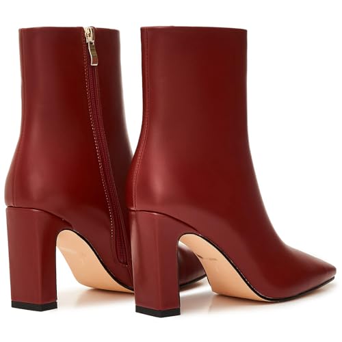 Women's Ankle Booties – 3.5 Inch Chunky Block Heel, Fashion Square Toe, Side Zipper, Cushioned Insole, Short Dress Boots4