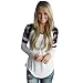 AIMTOPPY Women Floral Splice Print Long Sleeve Round Neck Pullover Blouse Tops T Shirt (S)