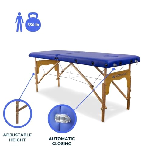 Mobiclinic®, Massage Table, CM-01 BASIC, Massage Bed, Professional, Portable, Wooden, 2 Sections, European Brand, Adjustable, 70 x 23.5 in, Therapy Couch, Physiotherapy, Tattoo bed, Blue - Image 5