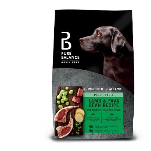 Pure Balance Grain-Free Lamb & Fava Bean Recipe Dry Dog Food, 4 lbs - High-Protein, Hypoallergenic Dog Food for All Life Stages, Ideal for Large and Medium Dogs with Sensitive Stomachs (4 Lbs)