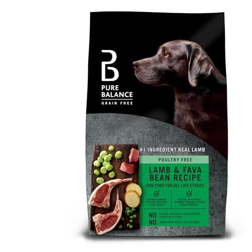 Pure Balance Grain-Free Lamb & Fava Bean Recipe Dry Dog Food, 4 lbs - High-Protein, Hypoallergenic Dog Food for All Life Stages, Ideal for Large and