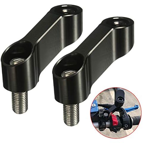 Dyda6 Pair of Motorbike Handlebar Mounted Mirror Extenders,10mm CNC Motorcycle Bike Rear View Mirror Mount Riser Adaptor (Black) Cover