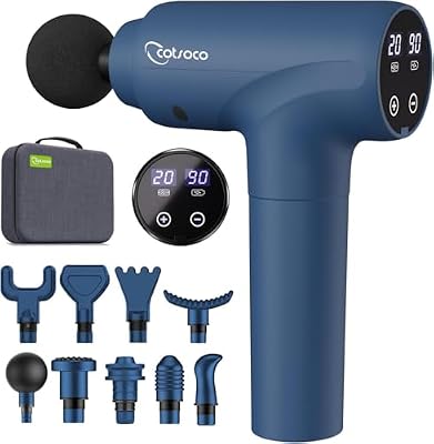 cotsoco Massage Gun Deep Tissue, Fathers Day Dad Gifts, Muscle Massage Gun with 9 Attachment Heads 20 Speeds & Silent Brushless Motor for Pain Relief, Handheld Percussion Back Massager Gun