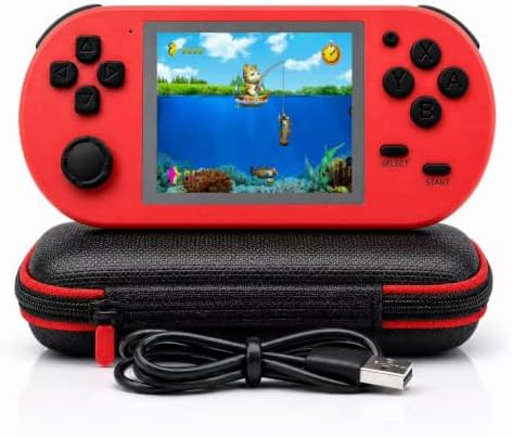 16-Bit Handheld Game Console - 3 Inch HD Screen 300-in-1 Retro Games - Portable Classic Video Game Player for Kids & Adults, Include Protective Carrying Case (Red) image 2