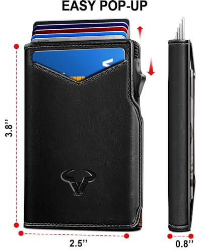 Image of BULLIANT Men Slim Leather Wallet Metal Case Money Clip-Magnetic Closure