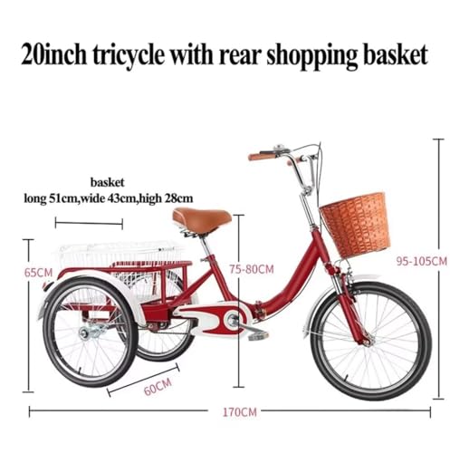 Triciclo Plegable para Adultos con Canasta, 20 Pulgadas miniatura 2
