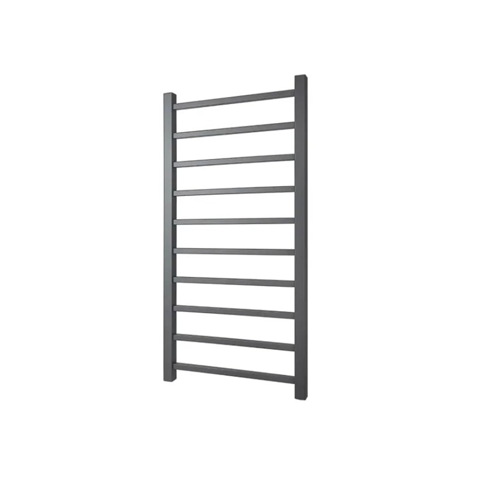 Scaldasalviette piatto in acciaio dolce nero | Wall mounted flat heating rack with flat panel design for bathroom daily drying storage