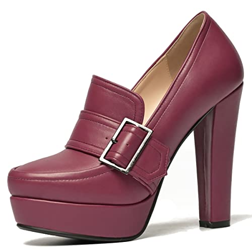 Image of SHODENSE Women Vintage Chunky Platform Loafers Pumps Tassel Round Closed Toe Slip On Suede Block High Heel Dress Loafer Shoes Buckle Strap Oxford Loafers Fringe Pump Dressy Chic Sexy Y2k 4-11 M US