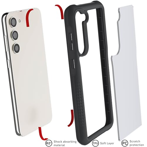 Image of Ghostek Covert Galaxy S23 Plus Case Clear with Military Grade Shockproof Protection, Non-Slip Grip, Protective Silicone Phone Cover Designed for 2023 Galaxy S23+ (6.6 inch) (Black)