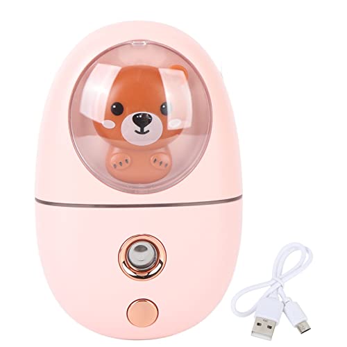 Yueyashuxかわいい動物フェイシャルミストスプレーsb充電式ミニアイフェイス加湿器35ml 500MAHポータブルコンパクトスキンリンスレーションビューティー旅行旅行 (ピンク)