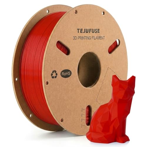 TEJUFUSE PLAフィラメントベーシック 1.75mm 3Dプリンター用フィラメント 真空密封包装 寸法精度±0.03mm 整然巻きでスムーズな供給 ほとんどのFDMプリンターに対応 (1KG/スプール 2.2 lbs) レッド