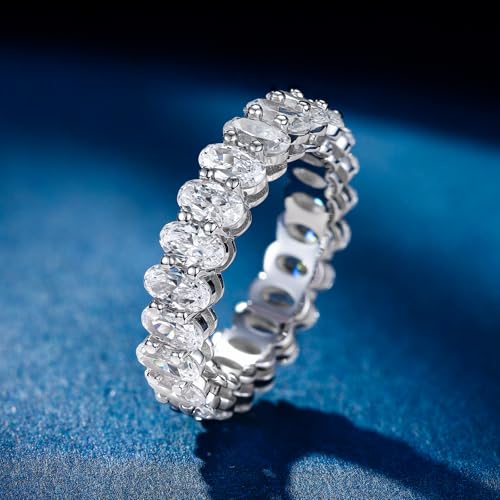 Eternity Ring for Women 925 Sterling Silve Wedding Band Round/Oval/Emerald Cut Anniversary Engagement Stackable Rings Size 5-103
