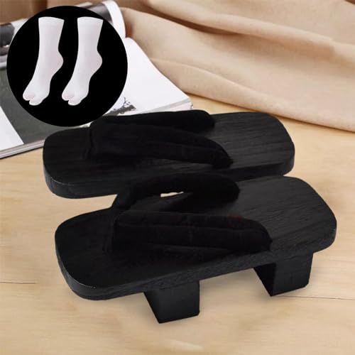 Zapatillas Tipo Zuecos de Madera Japonesas, Portátiles, Zapatos Japoneses Tradicionales, Sandalias para Viajes Y Playa, Negro, 42 - imagen 7