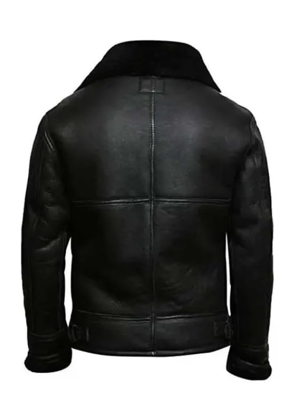 Men's RAF B3 Bomber Flight Pilot Aviator Fur Shearling Sheepskin Brown Leather Jacket2