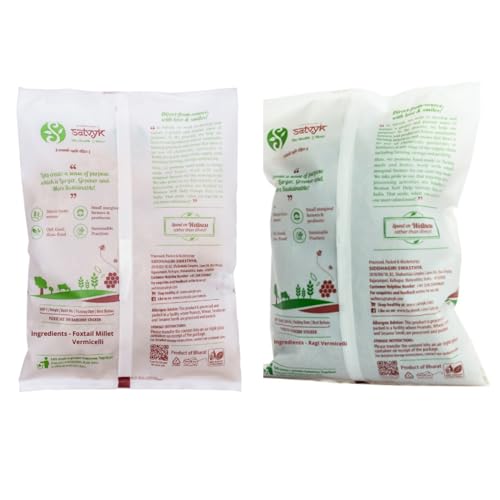 Image of S Siddhagiri's SATVYK THE HEALTH re STORE Combo Pack of Foxtail / Ragi Millet Vermicelli (200gms each) - Sevaiya | No Maida | Traditional Method Semiya | Preservative Free | Vegan | Chemical Free Vermicelli | Total 400gms