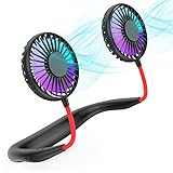 MMICELLOS Portable Neck Fan, 2000mAh Battery Operated Hot Flashes Fan Personal Fan Necklace 3 Speeds...