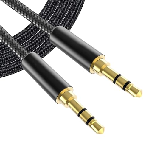 3.5mm Audio Aux Cable, 1M Nylon Braided, Black