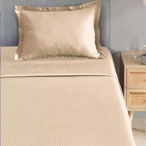 Image of myTrident Bedsheet for Single Bed Cotton| 210 TC | 60 inch x 90 inch | Irish Cream