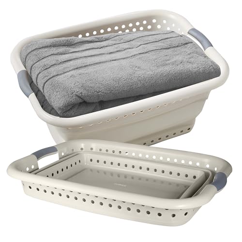 Tower T969012MSH Collapsible Laundry Basket with Pop-Up Design, 42L, 7.5 x 61 x 45cm, Latte