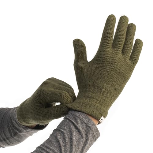 Avantic Alpaca Wool Gloves for Men & Women for Ski & Cold Weather Touchscreen Fingers Thermal Warm Knit Glove Light & Soft (Hunter Green Large/X-Large)