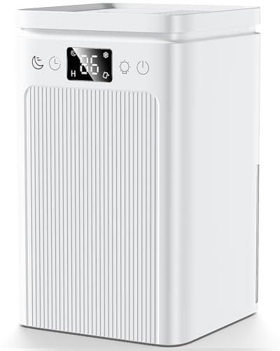 Deshumidificador 2.2L,Deshumidificadores Eléctrico, Silencioso≤35dB,Portátil,Temporizador de 2-12 Horas y luz LED de 7 Colores, Apagado Automático,Ideal para Baño, Armario（blanco）