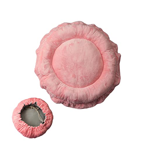 Lits Ronds pour Animaux de Compagnie Super Tendre Tapis pour Animaux de Compagnie à 2 Usages pour Chats et Chiens de Petite et Moyenne Taille Canapé-lit en Velours pour Chat (60cm(27inch),Pink) thumbnail