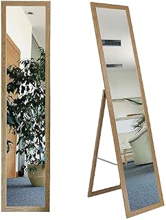 BD ART Floor Standing Full Lenght Rustical White Dressing Mirror 156 x 36 cm - Wooden Framed Free Standing Furniture for Bedroom, Dressing room, Living room