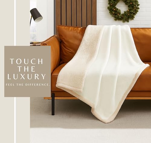 Image of VAS COLLECTIONS Premium Sherpa Flannel Blanket | 460 GSM Ultra-Soft Plush Heavyweight Blanket | Warm & Cozy Winter Comforter for Bedroom - (Off White, 58x88 Inches, Single (2300 g))