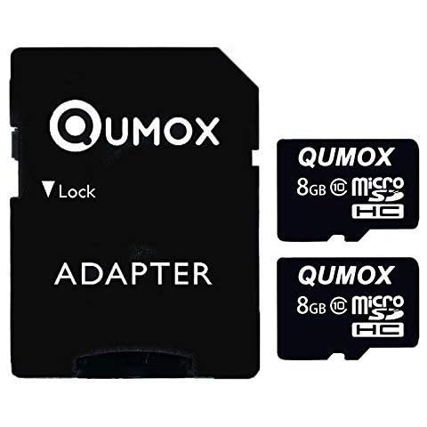 QUMOX 2 X 8GB 8 GB Micro SD HC SDHC Flash Memory Card Class 10 TF Cover