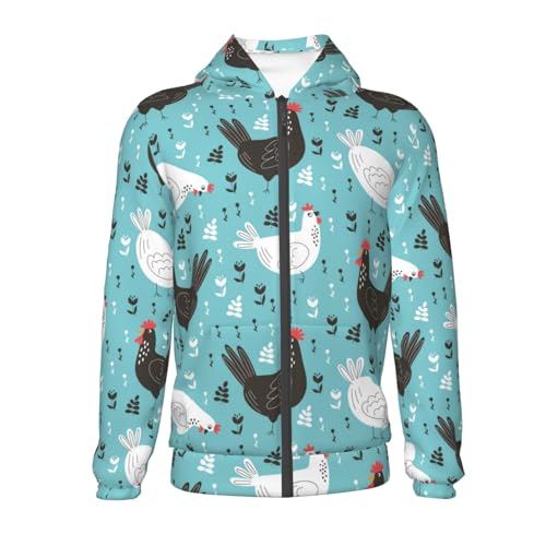 Lovely Roosters Kids Pullover Hoodies Boys Zip Up Sweatshirts Girls Athletic Clothes with Pocket2