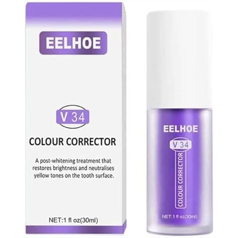 V34 Purple Toothpaste for Teeth Whitening,Teeth Whitening Toothpaste, Stain Removal Toothpaste Extra Whitening, Purple Tooth Whitening Gel Suitable for Sensitive Teeth and Gum Repair Cover