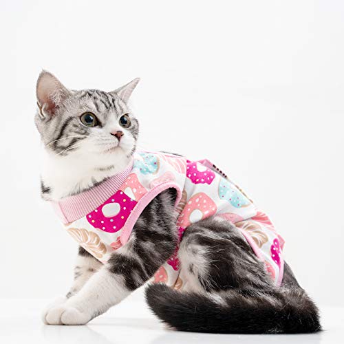 Image of Cat Professional Surgical Recovery Suit,E-Collar Alternative for Cats Dogs,After Surgery Wear, Pajama Suit,Home Indoor Pets Clothing Doughnut S