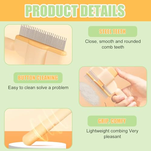 2 Stück Fellblitz Bürste, Selbstreinigende Haustierbürste, Katzen Bürste Fellbürste Knoten- und Verwicklungs-Detangler Cat Hair Brush with Release Button für Lang-und Kurzhaarpflege