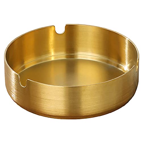 Posacenere, Rotondo In Acciaio Inox, Set Di Portasigarette Inox Per Uso Esterno E Casa, Porta Cenere, Utilizzato In Bar, Ristoranti, Camere Da Letto, ø 10 cm, 100 x 100 x 34 mm, Colore: Oro