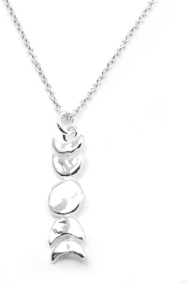 Sterling Silver Tiny Moon Phase Charm Necklace, 18" - Image 6