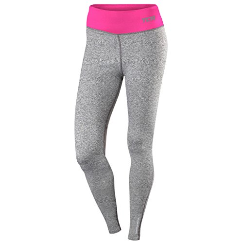 TCA Women's SuperThermal Performance Workout High Waisted Running Training Tights Leggings with Pocket - Marl Grey/Cabaret, XS