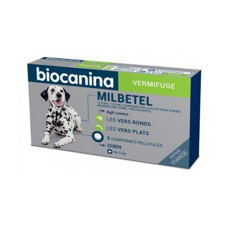 Biocanina Milbetel vermifuge pour chiens de plus de 5kg 2 comprimés