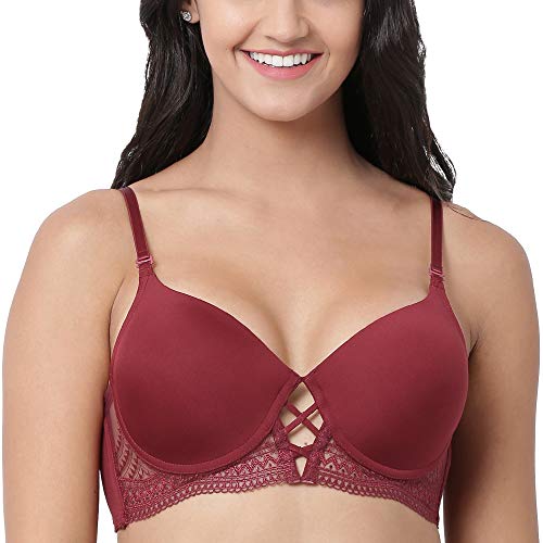 Image of Enamor Long Line Lift Women's Bridal T-Shirt Bra - Crush Proof Cups, Lace Trimmed, Wired, Padded, Medium Coverage - F040