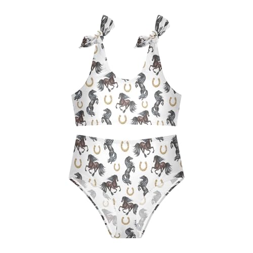 Toddler Girls Bikini Set Horse Swimsuits Kid Bowknot Swimwear 2 Piece Bathing Suit 3-12T3
