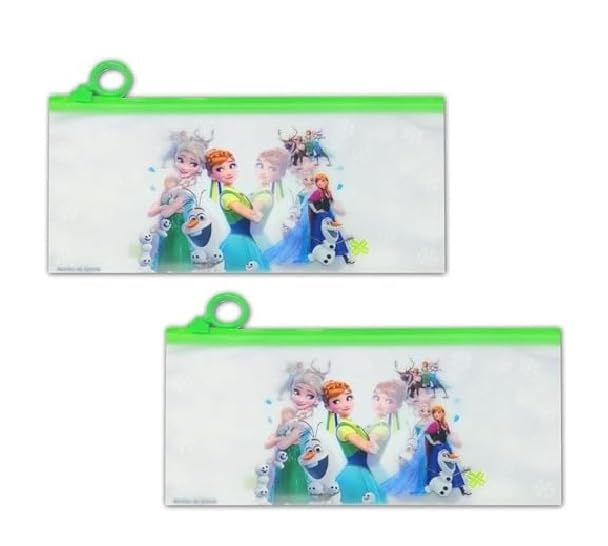 Image of Eclet Cartoon Zip Pouch (Pack of 2) - Transparent Multipurpose Stationery Organizer | Kids Pencil Pouch for School & Birthday Return Gifts - IE