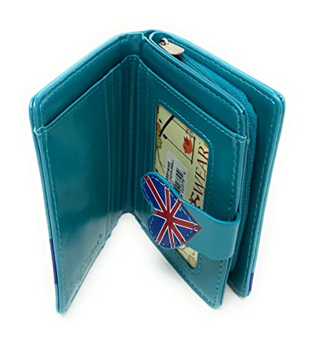 Shag Wear Streets of London England Small Wallet for Women and Teen Girls egan Faux Leather 4.5" Teal4